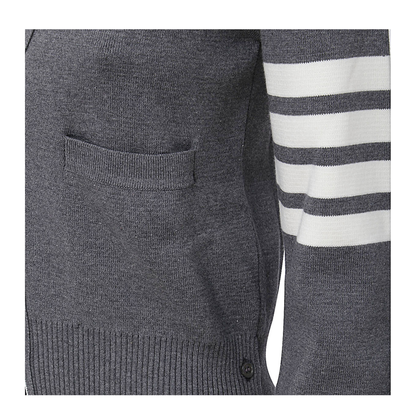 Wool 4 Bar V Neck Cardigan - Image 4