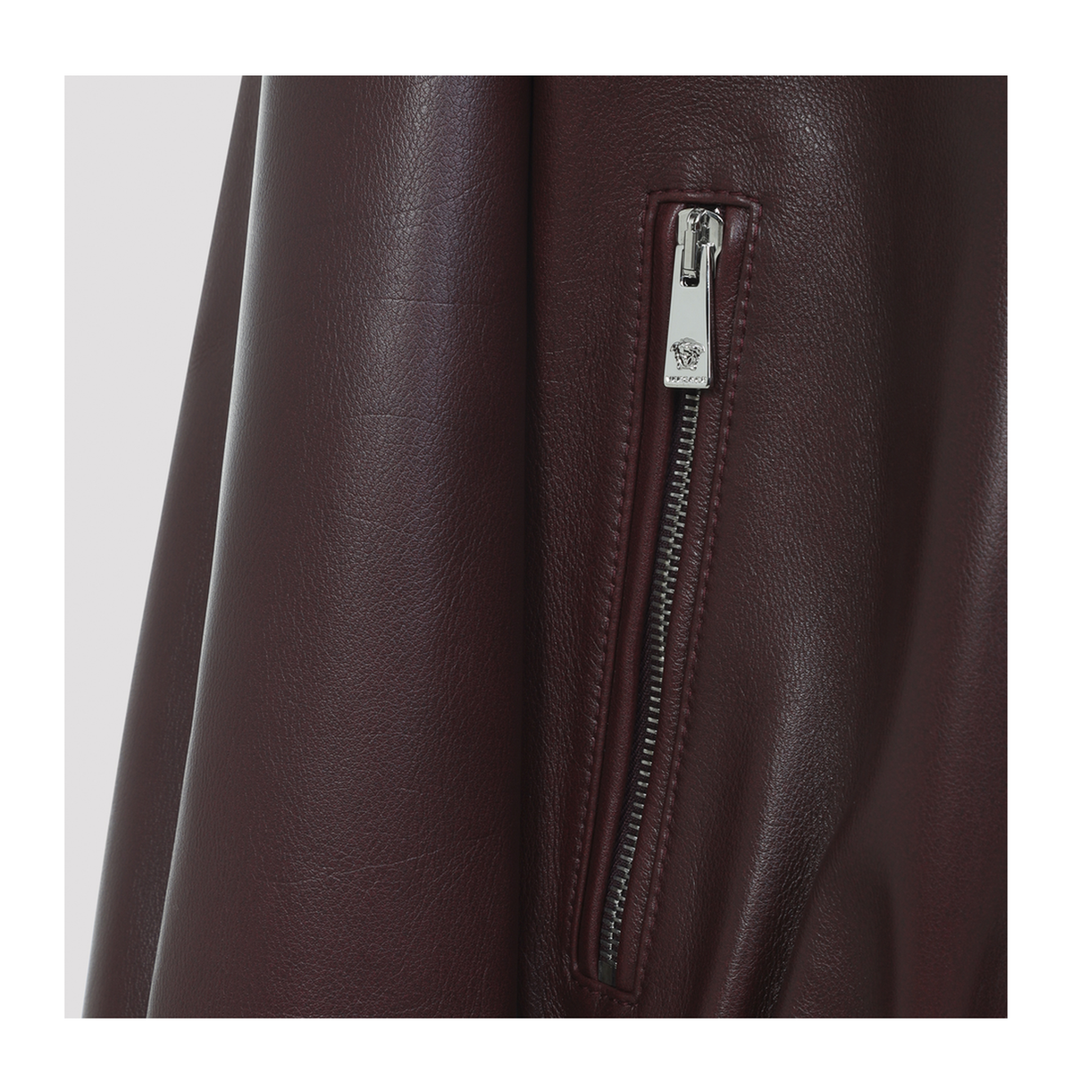 Zipped Leather Jacket Dark Brown - Image 3