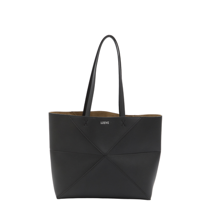 Puzzle Medium Horizontal Soft Grained Calfskin Tote - Black - Image 1