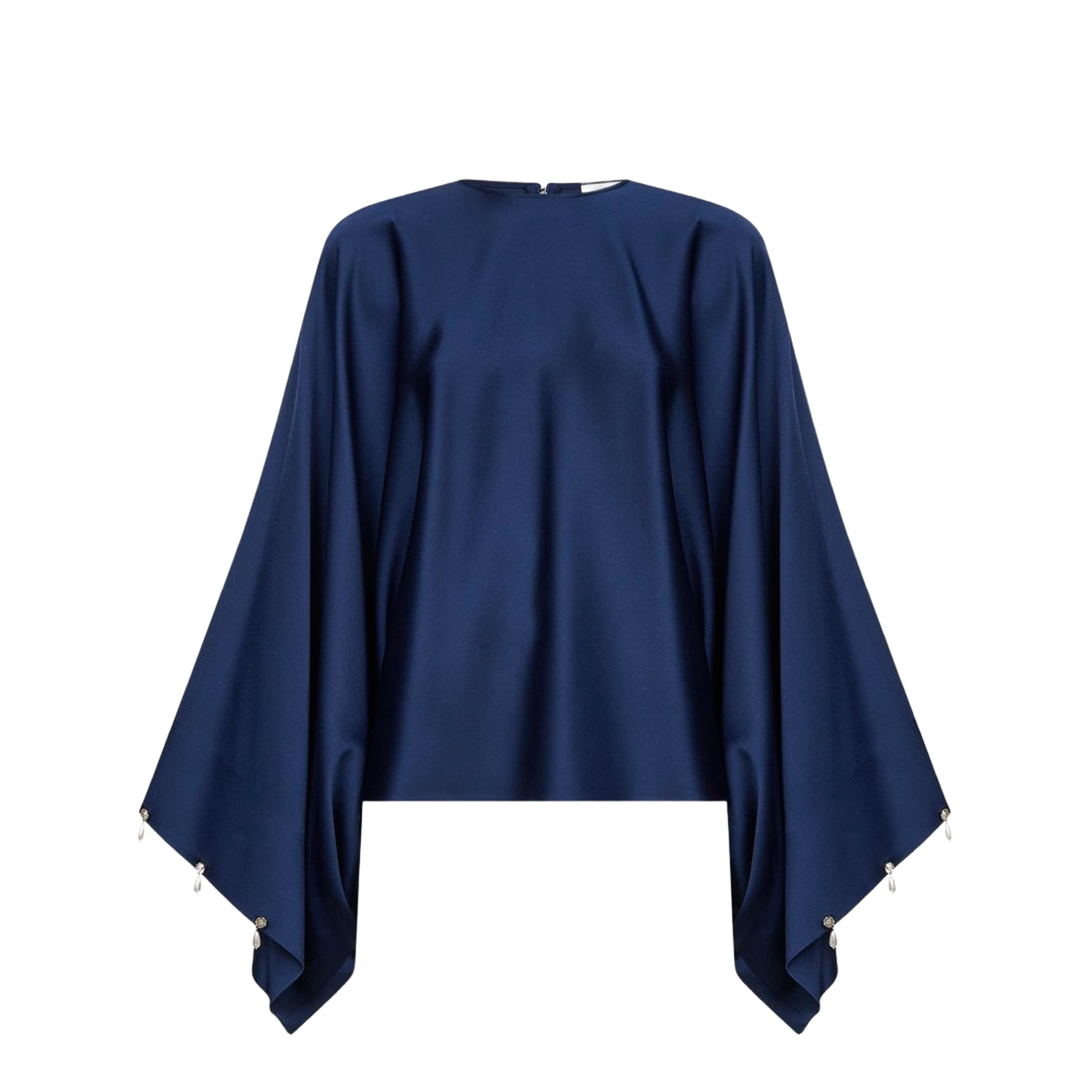 Navy Blue Oversized Viscose Satin Blouse - Image 1