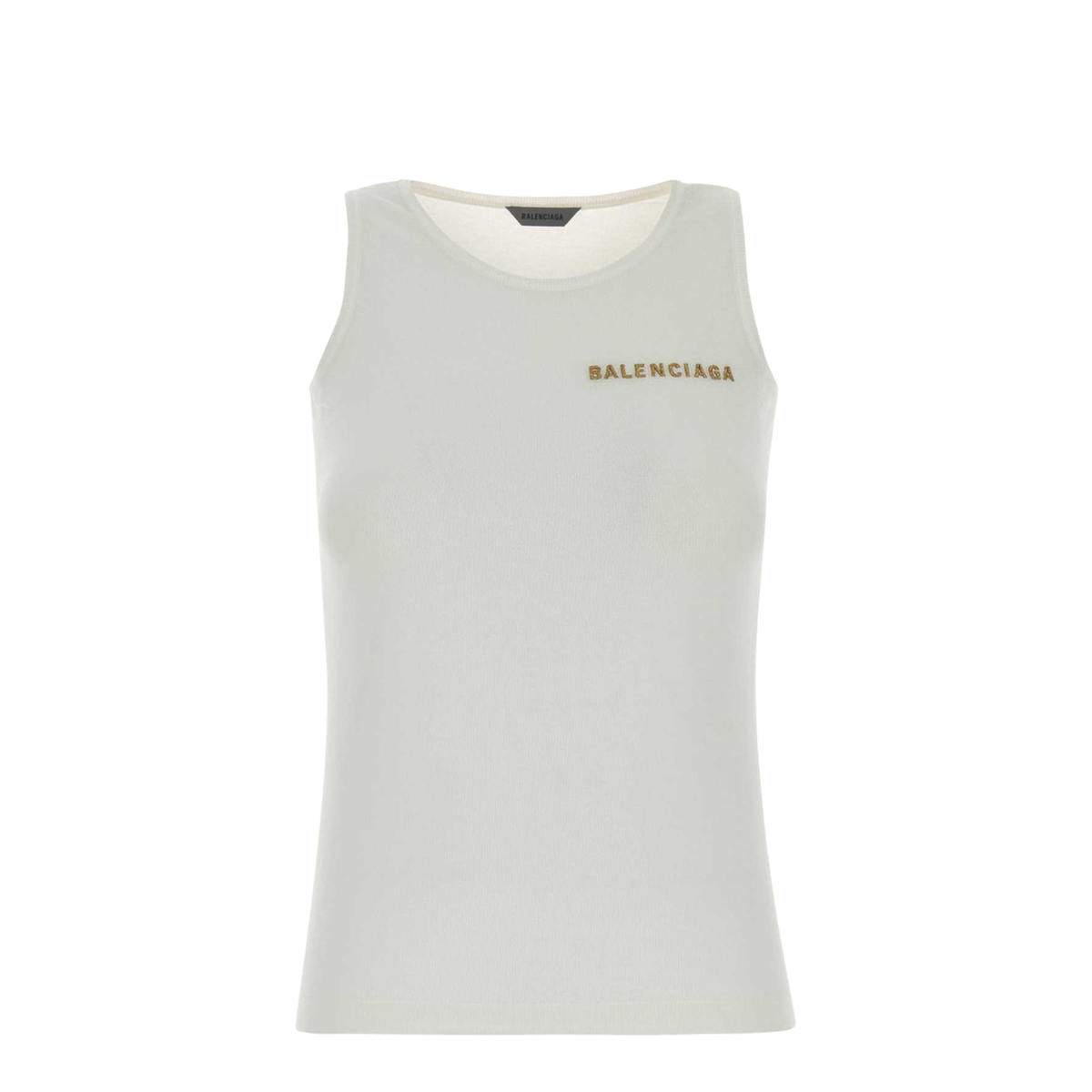 White Cotton Blend Tank Top - Image 1
