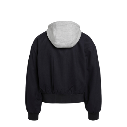 Navy Wool Hooded Jacket - Image 2