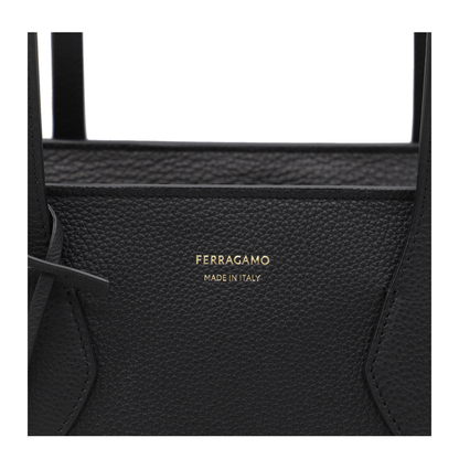 Ferragamo Black Leather Tote Bag - Image 4