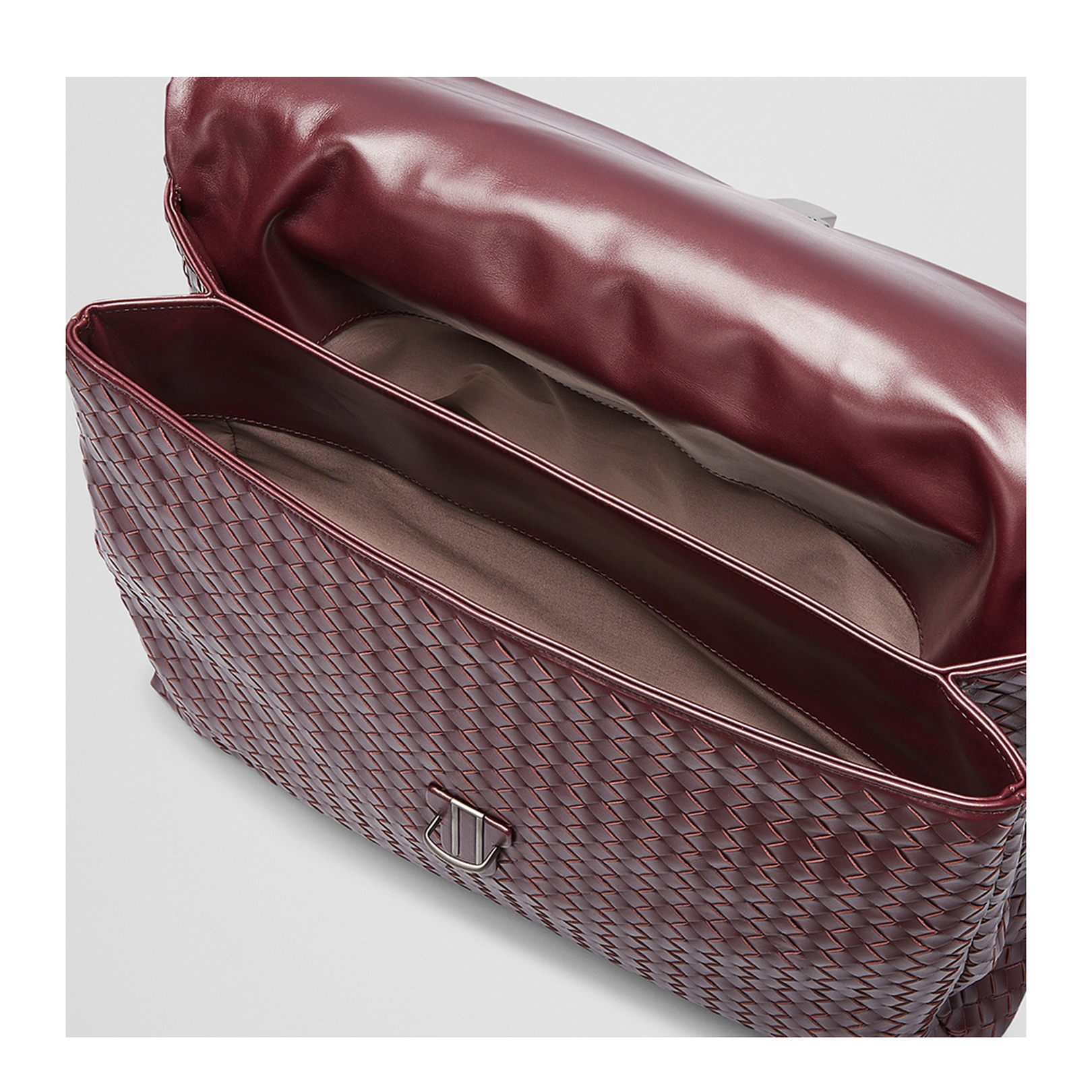 Intrecciato Large Leather Briefcase - Burgundy - Image 4
