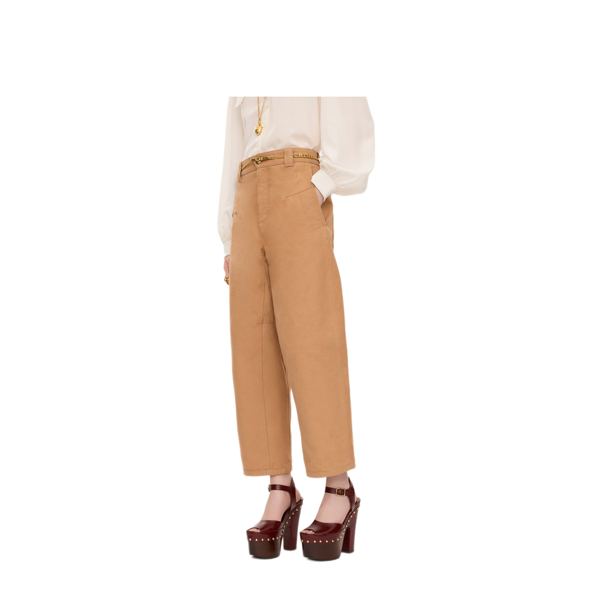 Barrel-Leg Pants In Cotton Canvas - Image 3