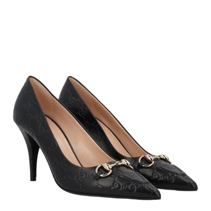 Black Leather Pumps with Horsebit - Image 2