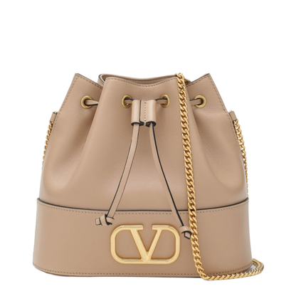 VLogo Signature Mini Nappa Lambskin Bucket Bag - Rose Sand - Image 1
