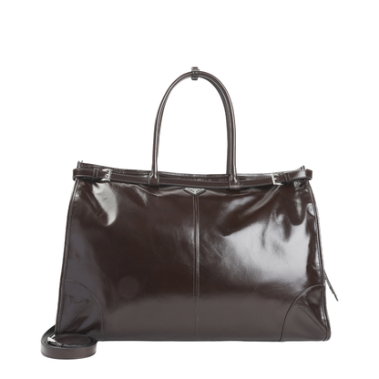 Dark Brown Leather Tote Bag - Image 1
