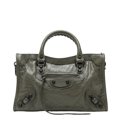 Le City Small Storico Fine-Grained Lambskin Leather Top-Handle Bag - Army Green - Image 1
