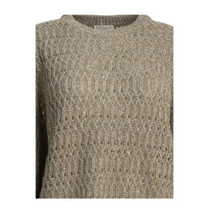 Linen Knitted Sweater Grey - Image 3