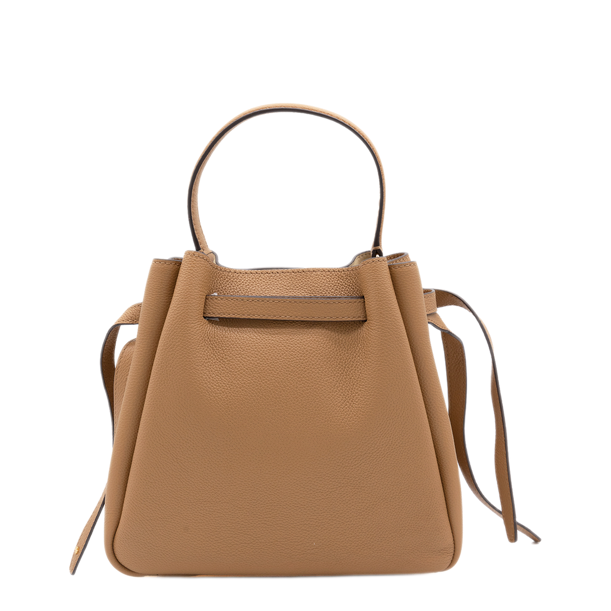 Pebbled Leather Bucket Bag - Caramel - Image 4