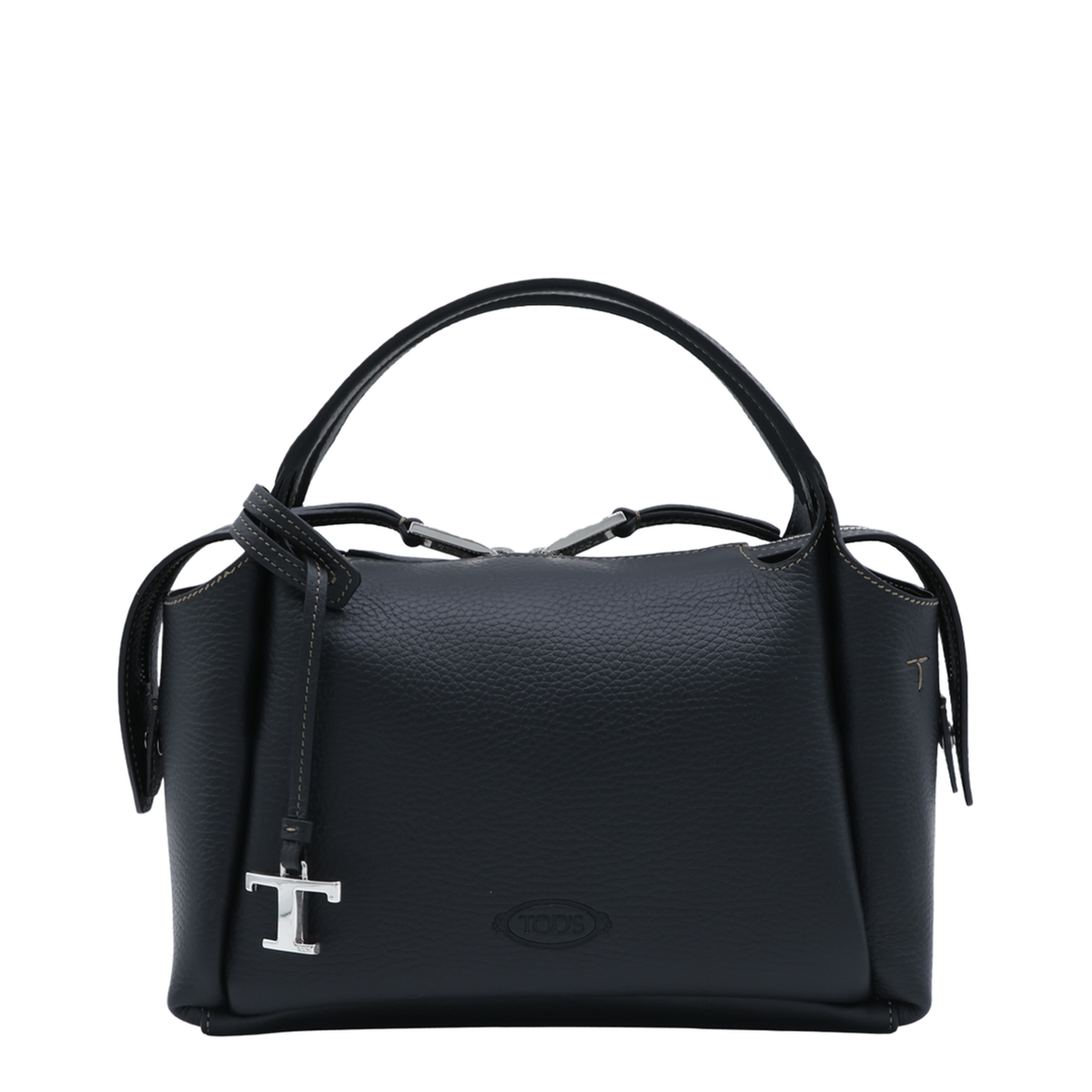 Medium Leather Top Handle Bag - Black - Image 2