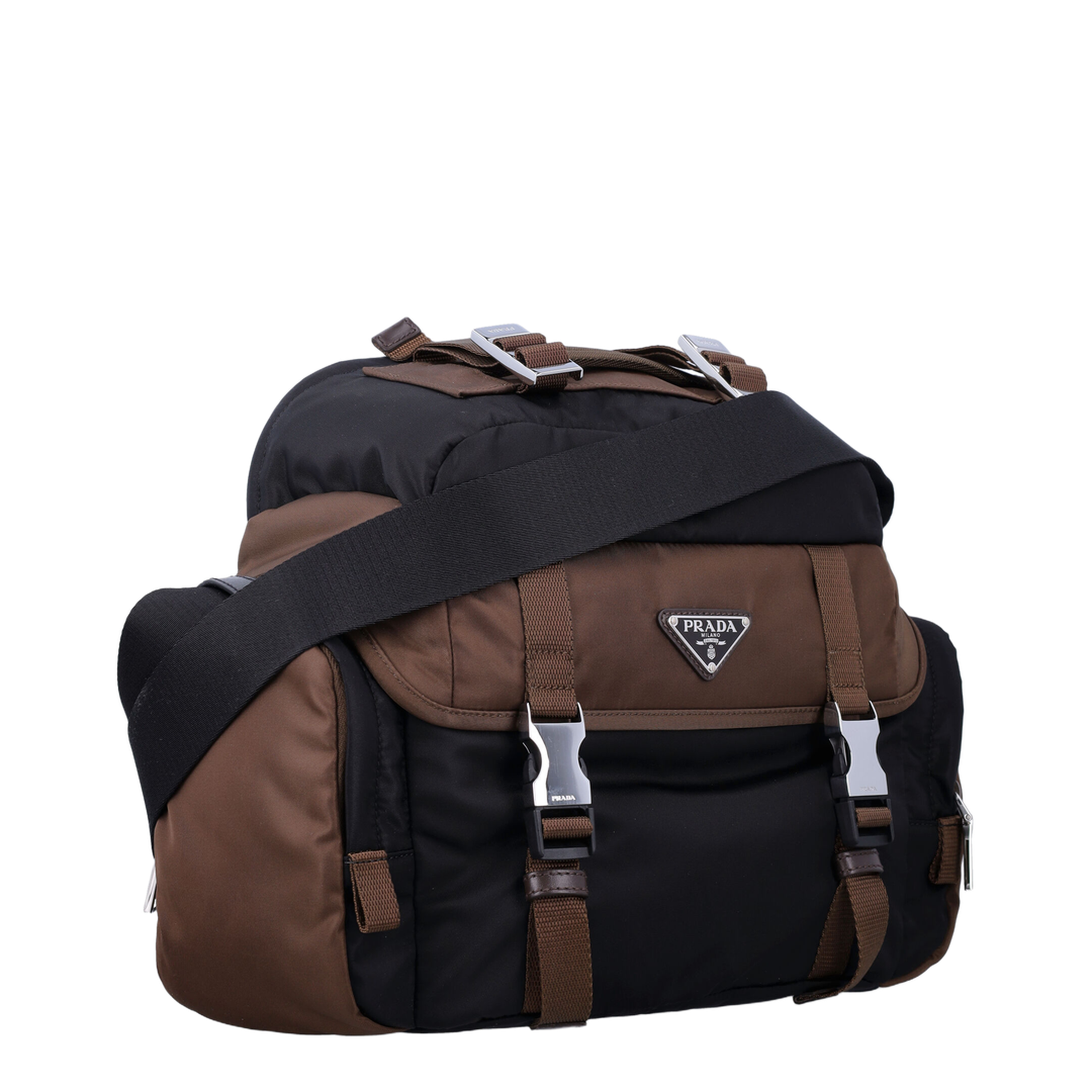 Re-Nylon Nylon & Leather Shoulder Bag - Black/Burnt - Image 2