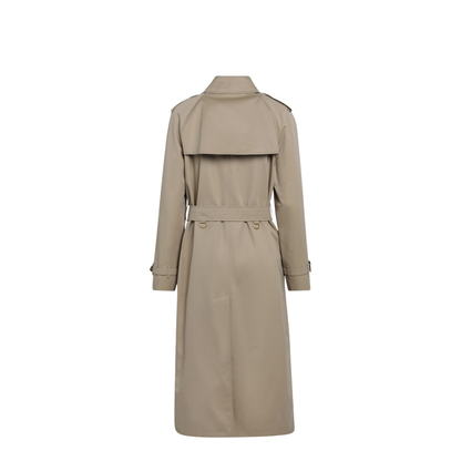 Waterloo Long Cotton Gabardine Trench Coat in Honey - Image 2