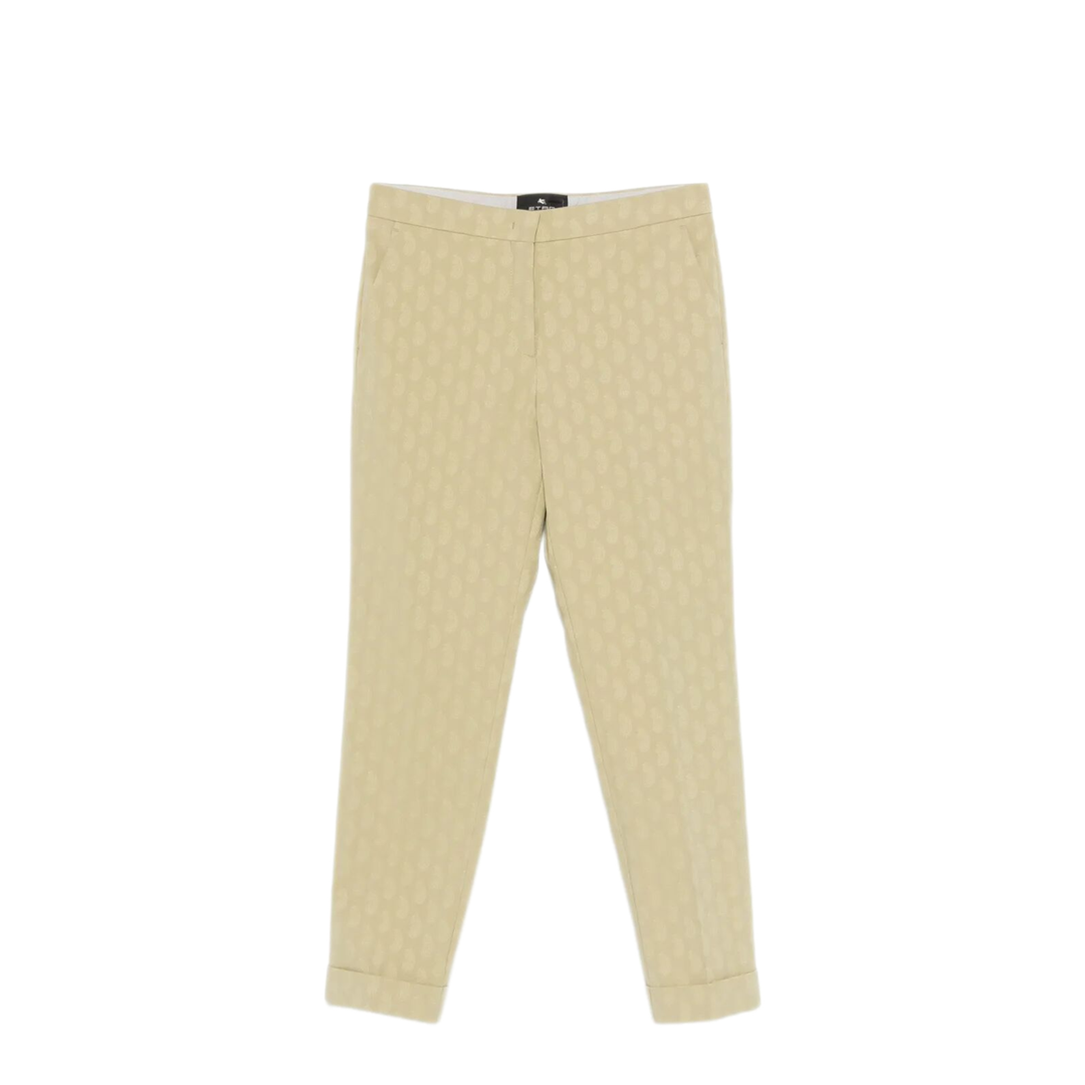 Cropped Cotton Jacquard Trousers With Micro Paisley Motif - Image 1