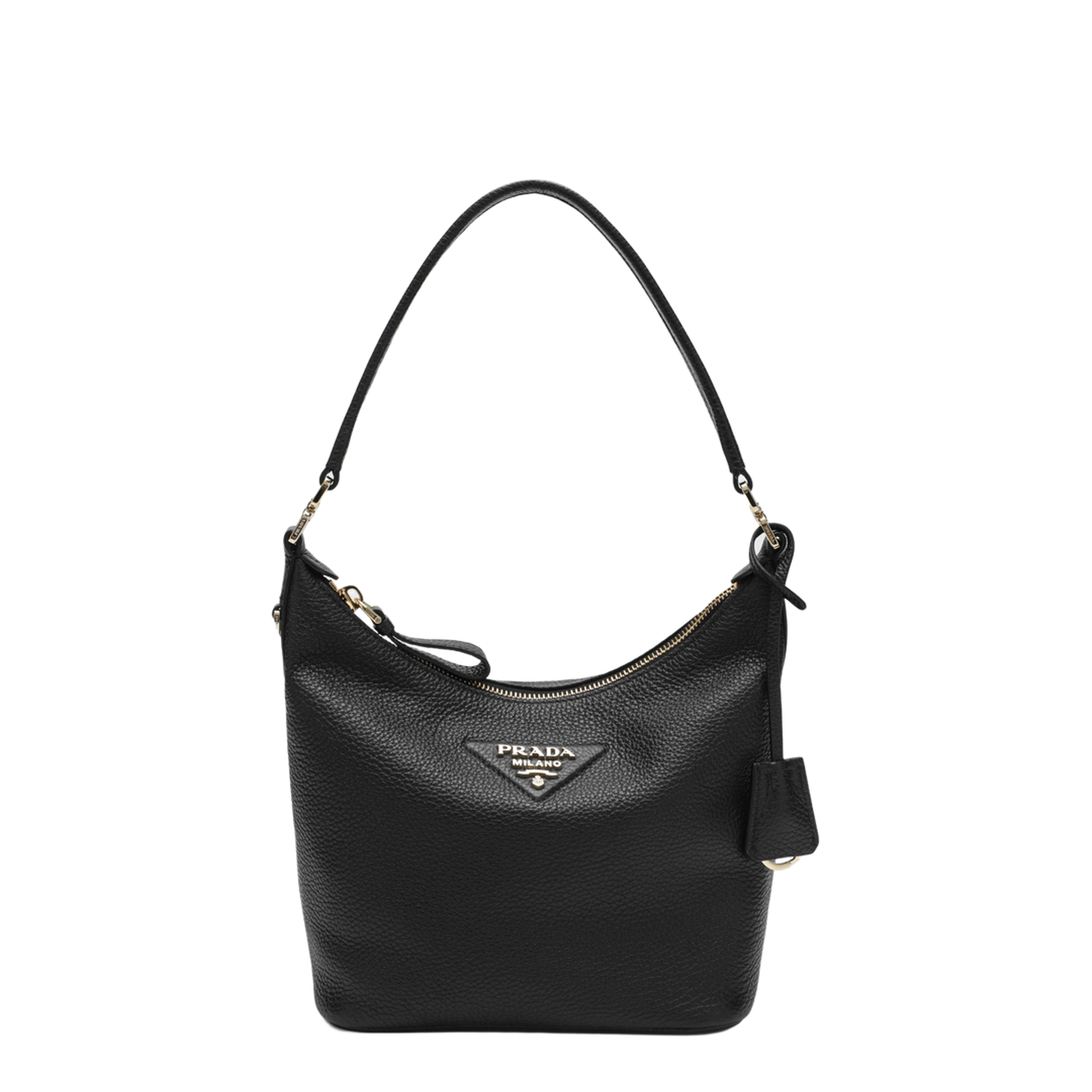 Small Leather Hobo Bag - Black - Image 1