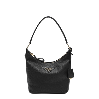 Small Leather Hobo Bag - Black - Image 1