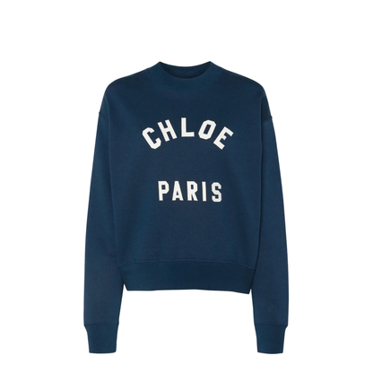 Mock-Neck Cotton Fleece Logo Sweater - Image 1