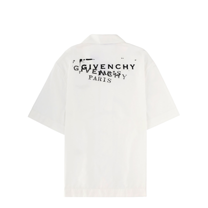 White Poplin Shirt with Logo Print - Image 3