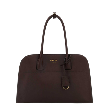 Aubergine Leather Medium Shopping Bag - Image 3