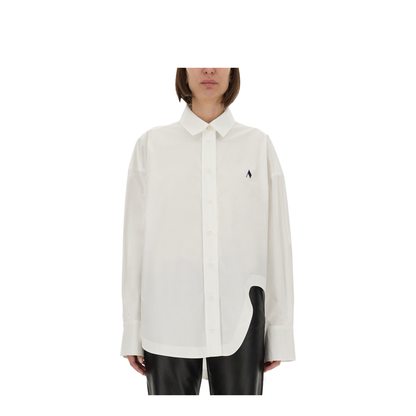 Shirt in White and Navy Blue Popeline - Image 1