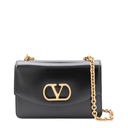 Black Leather Vain Shoulder Bag - Image 1