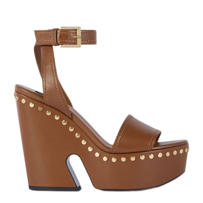 Clog Leather Platform Sandals with Studs Detail - Image 1