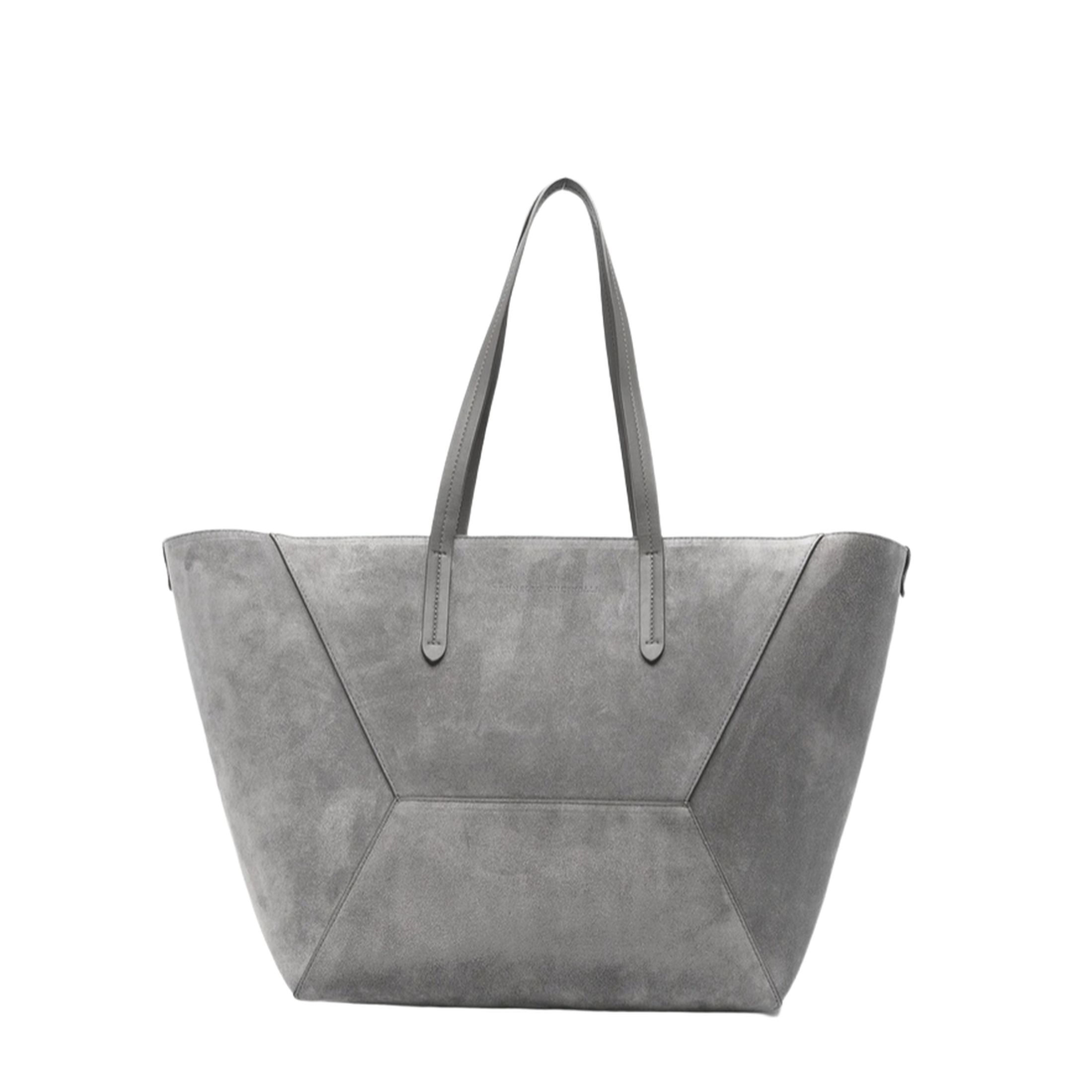 Duo Medium Suede Shopper Tote - Grigio - Image 1