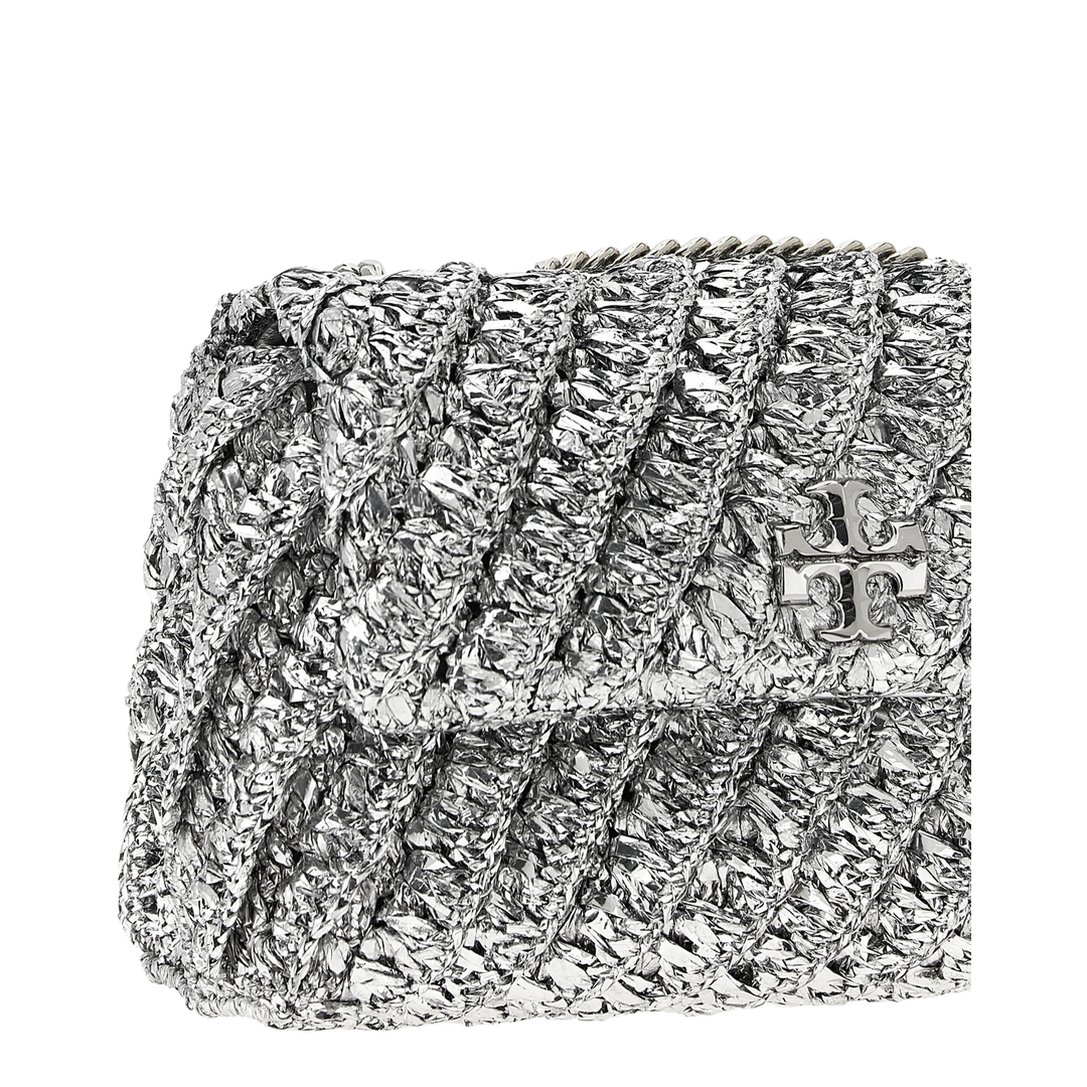 Kira Woven Shoulder Bag Silver - Image 3