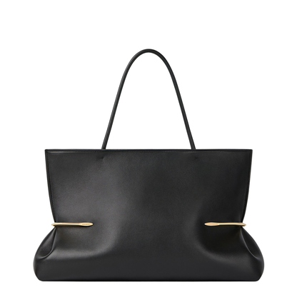 East West Leather Tote Bag - Black - Image 4