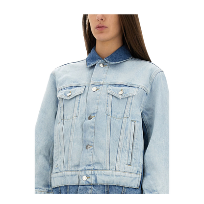 Denim Jacket with Contrasting Panel - Image 4