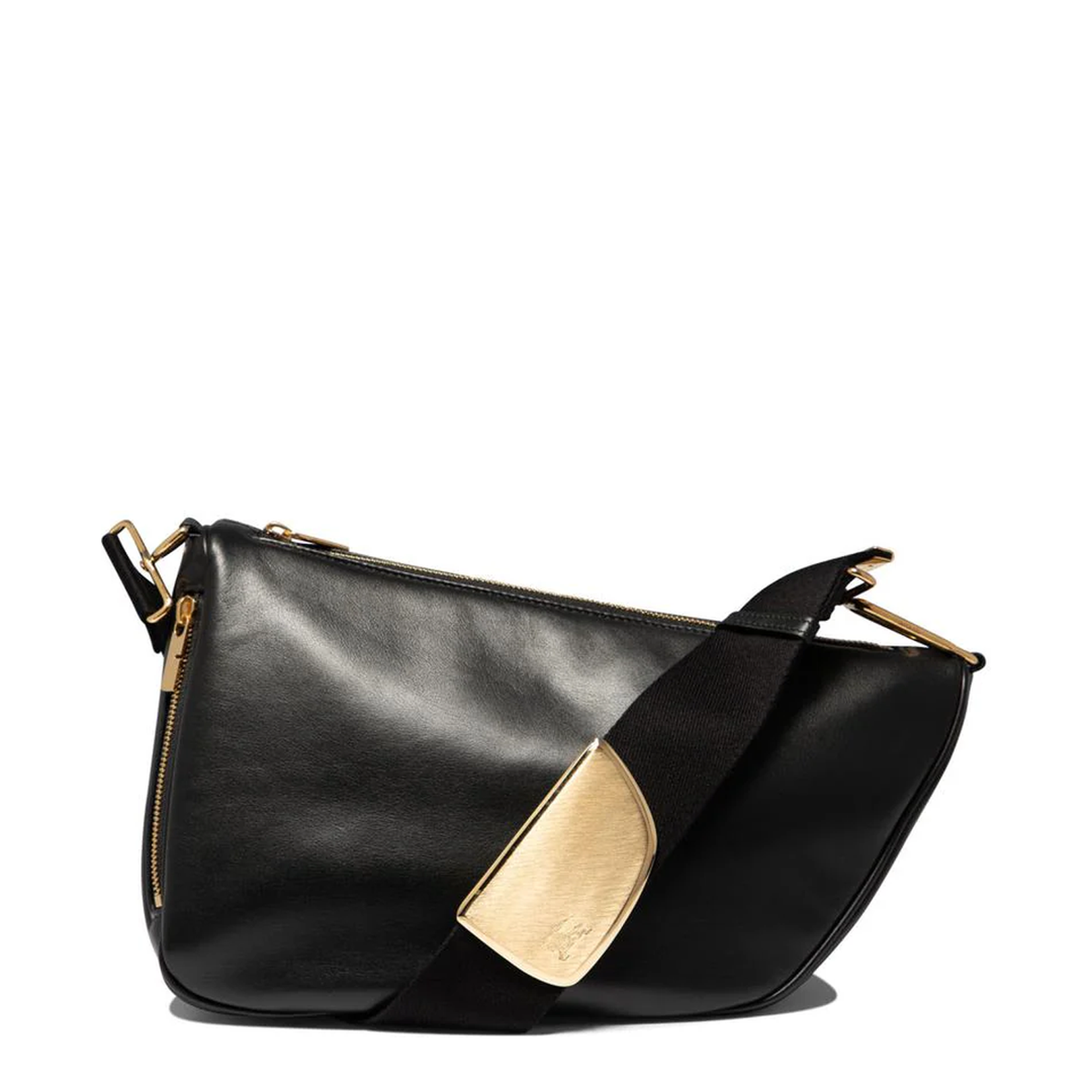 Shield Medium Calf Leather Messenger Bag - Black - Image 1