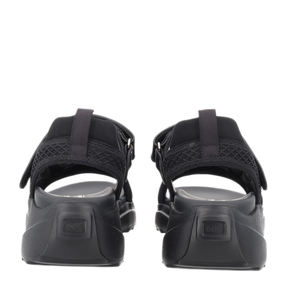 On The Run Black Leather And Textile Sandals - Image 4