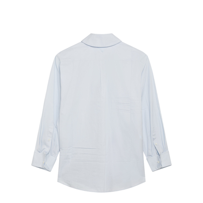 Light Blue Cotton Shirt with Scarf - Image 2
