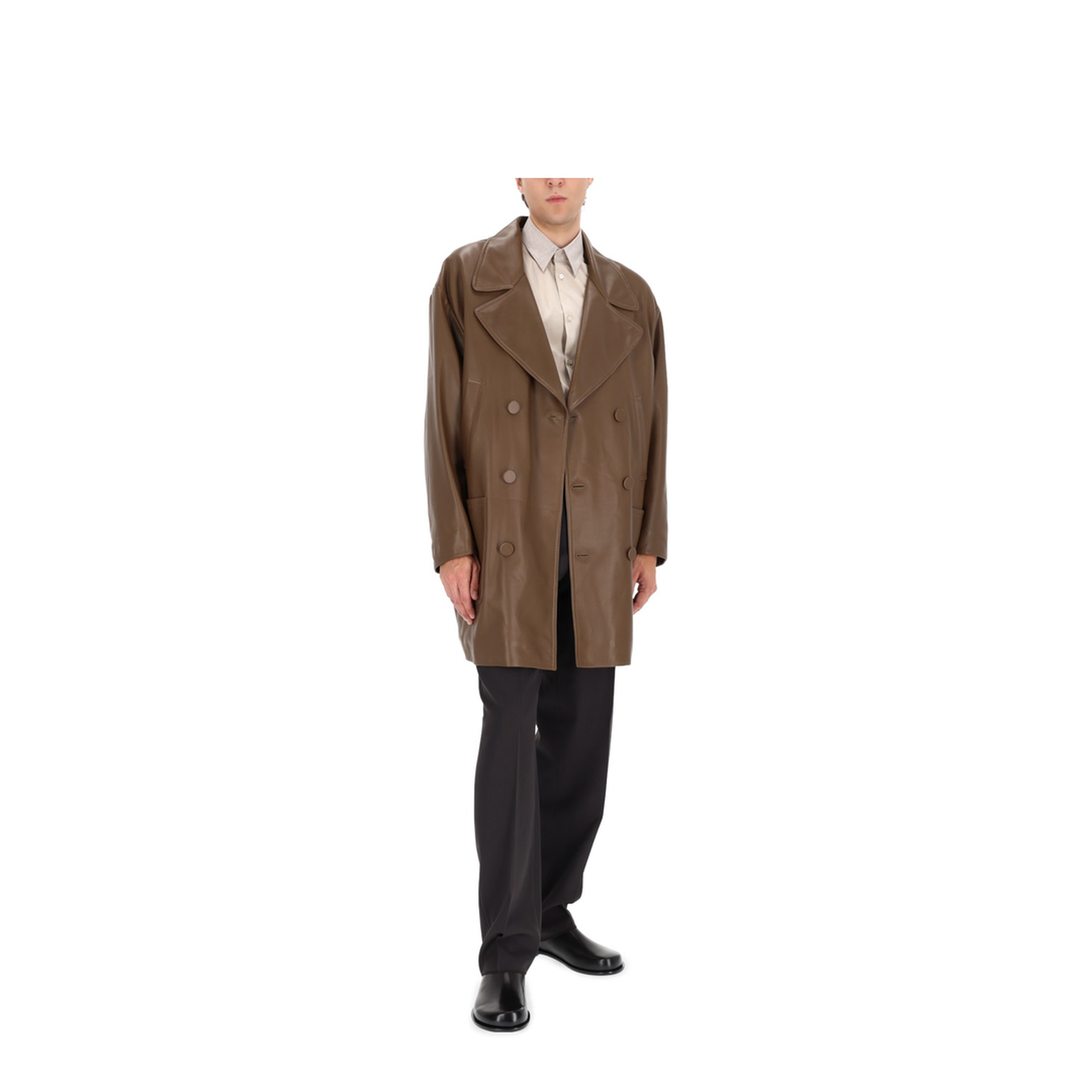 Coat Leather Beige - Image 2