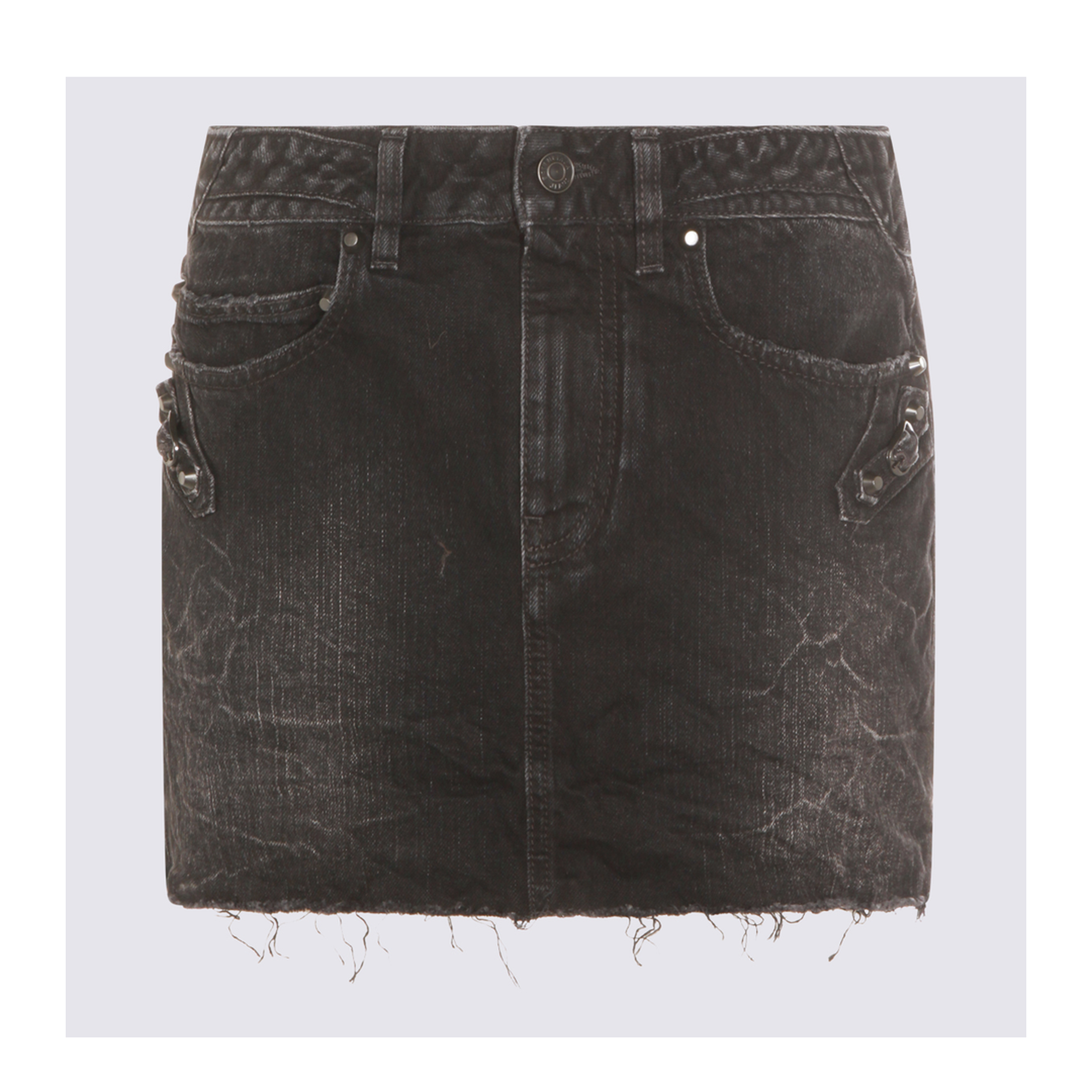 Black Denim City Mini Skirt - Image 2