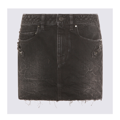 Black Denim City Mini Skirt - Image 2