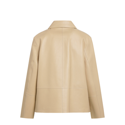 Light Beige Lamb Leather Jacket - Image 2