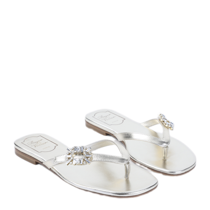 Light Gold Leather Strass B Flip Flops - Image 5