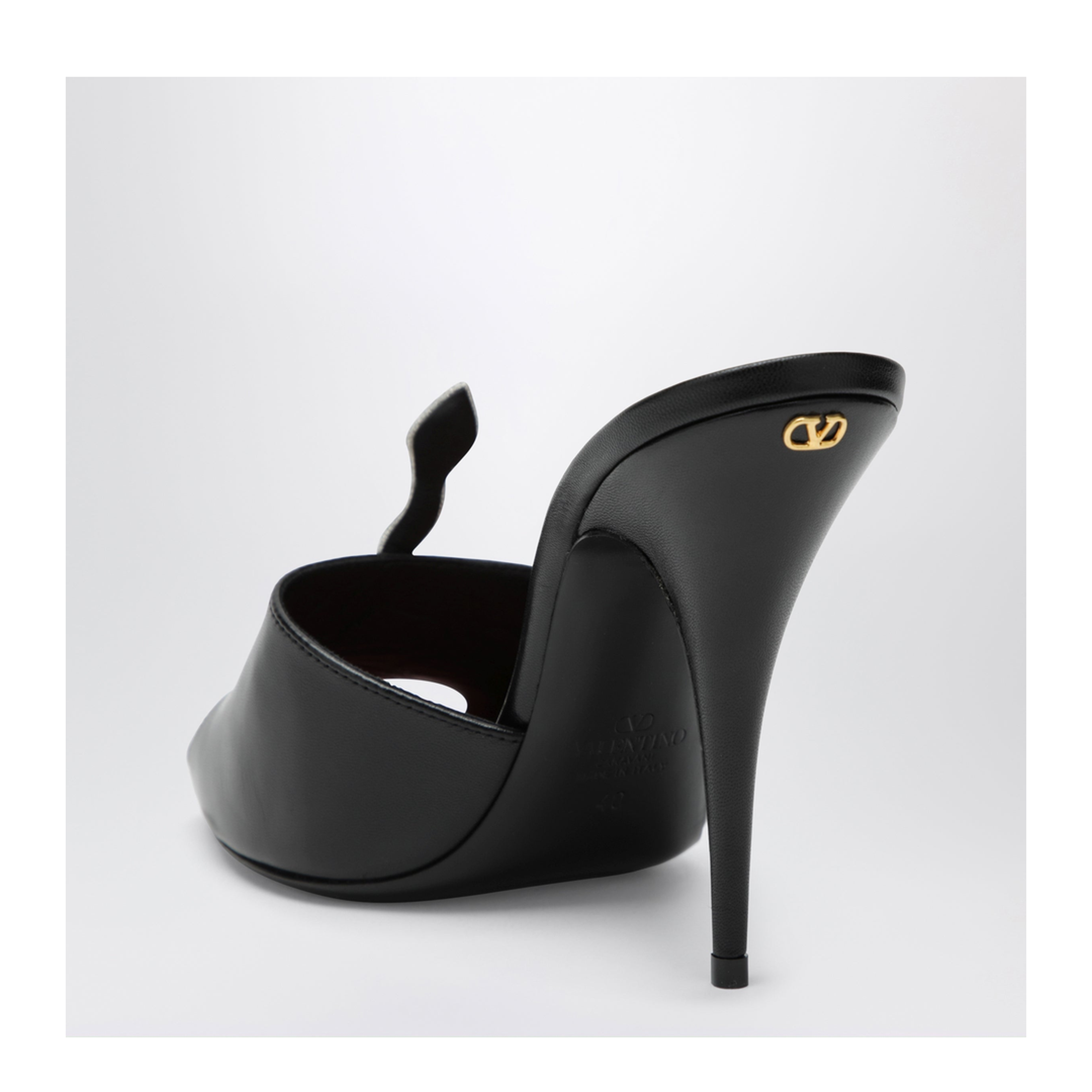 Black Coeur Vipère Slide Sandals in Goatskin - Image 2