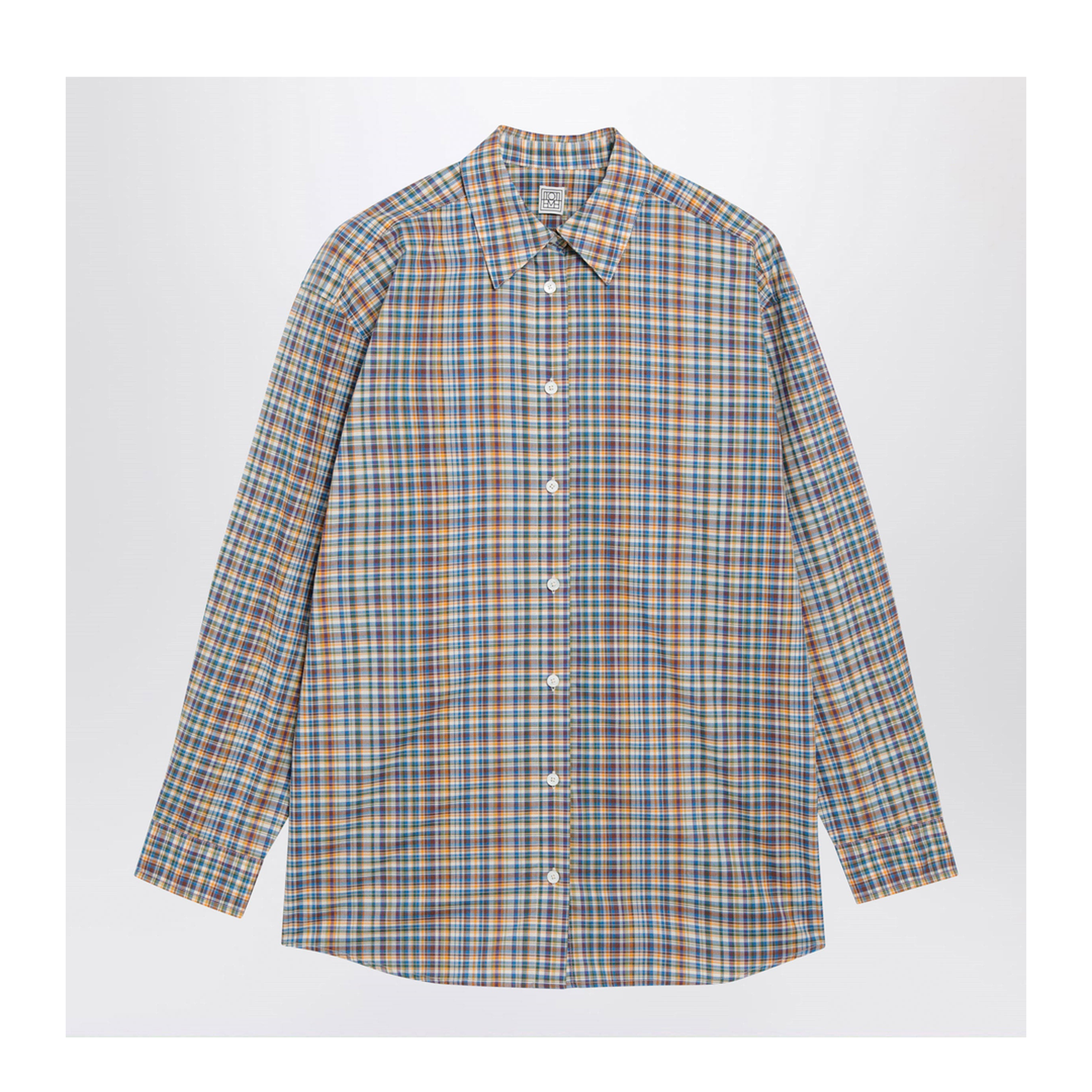 Oversized Checked Shirt in Blue/Orange Organic Cotton - Image 1