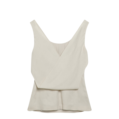 Cream-colored Top in Fluid Viscose and Linen Twill - Image 2