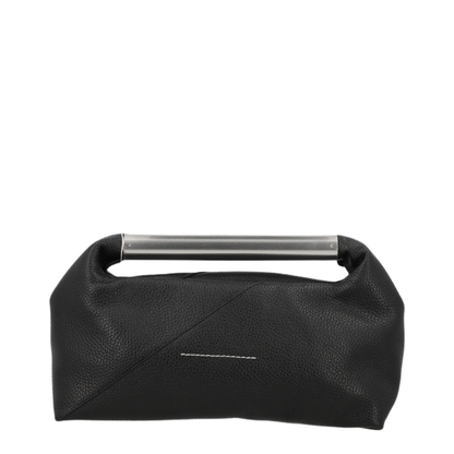 Japanese Jewel Handle Handbag In Grained Calf Leather, Black - Image 2