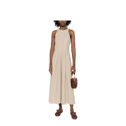 Sleeveless Panelled Midi Dress Beige - Image 3