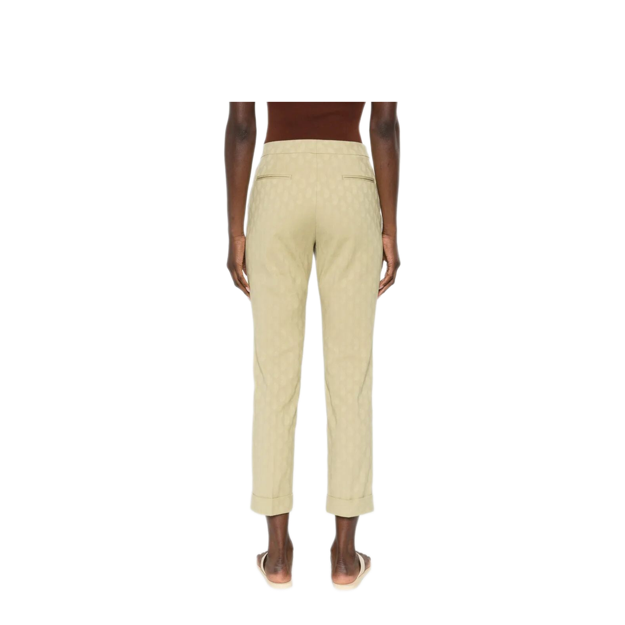 Cropped Cotton Jacquard Trousers With Micro Paisley Motif - Image 5