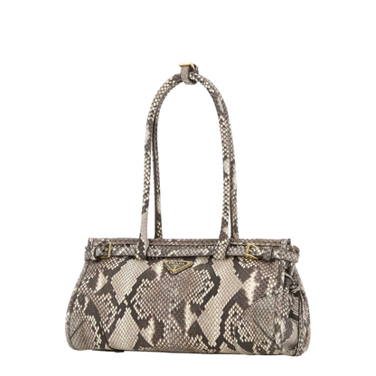 Bonnie Medium Printed Python Shoulder Bags - Light Beige / Animal Print - Image 2