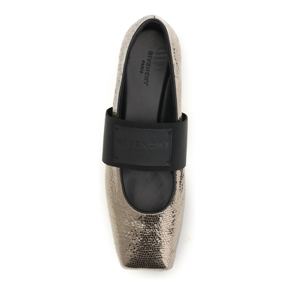 Sliced Square Ballerinas In Textured Leather - Image 4