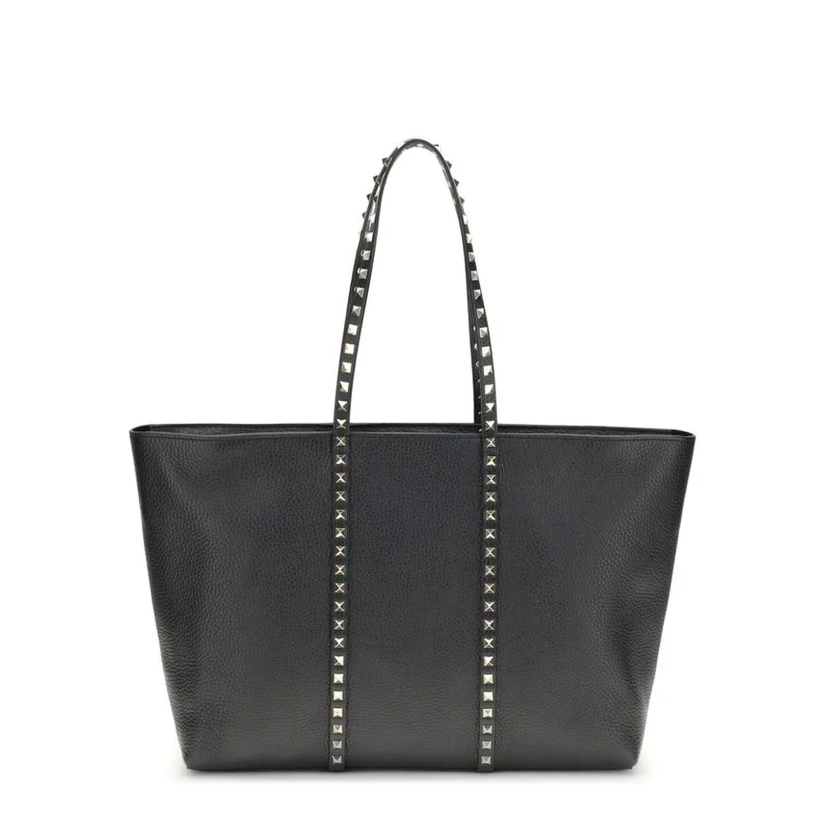 Medium Leather Rockstud Tote Bag Black - Image 1