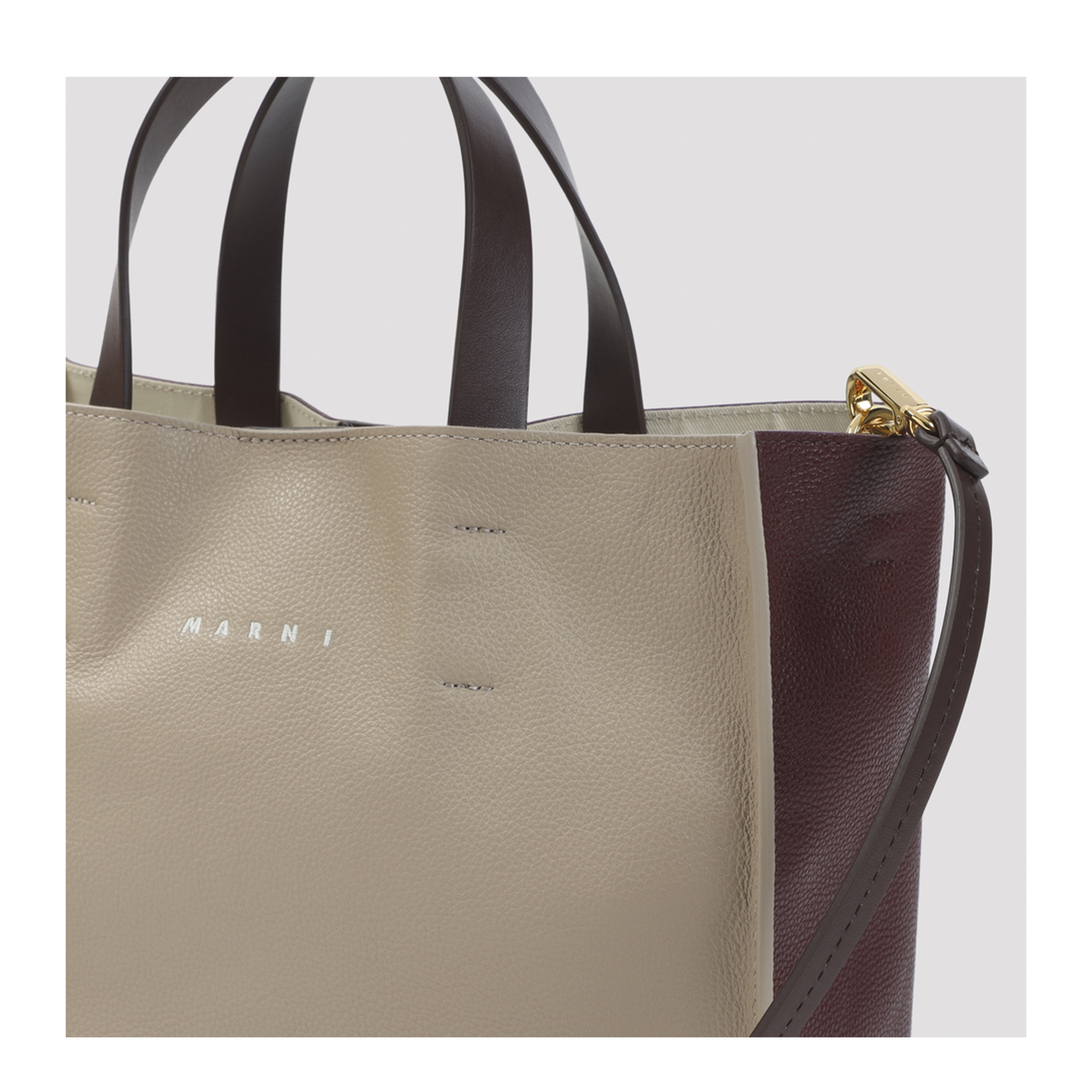 Museo Soft Calf Leather Tote - Moonstone / Dark Burgundy - Image 5