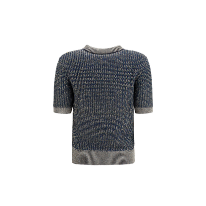 Short-sleeve Sequined Sweater with Buttons - Image 2